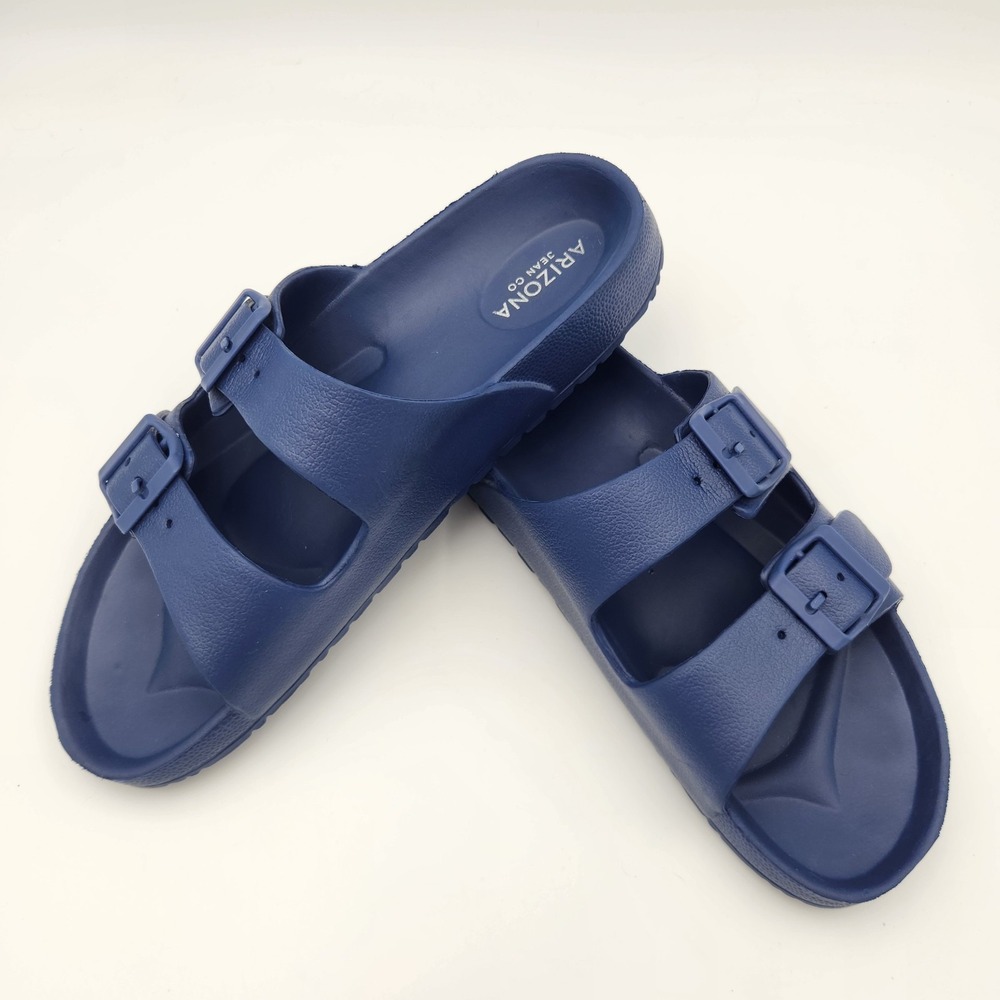 Eva Sandals Buckle Navy Blue Womens Medium Arizona Jean Co. Comfort Style Trend